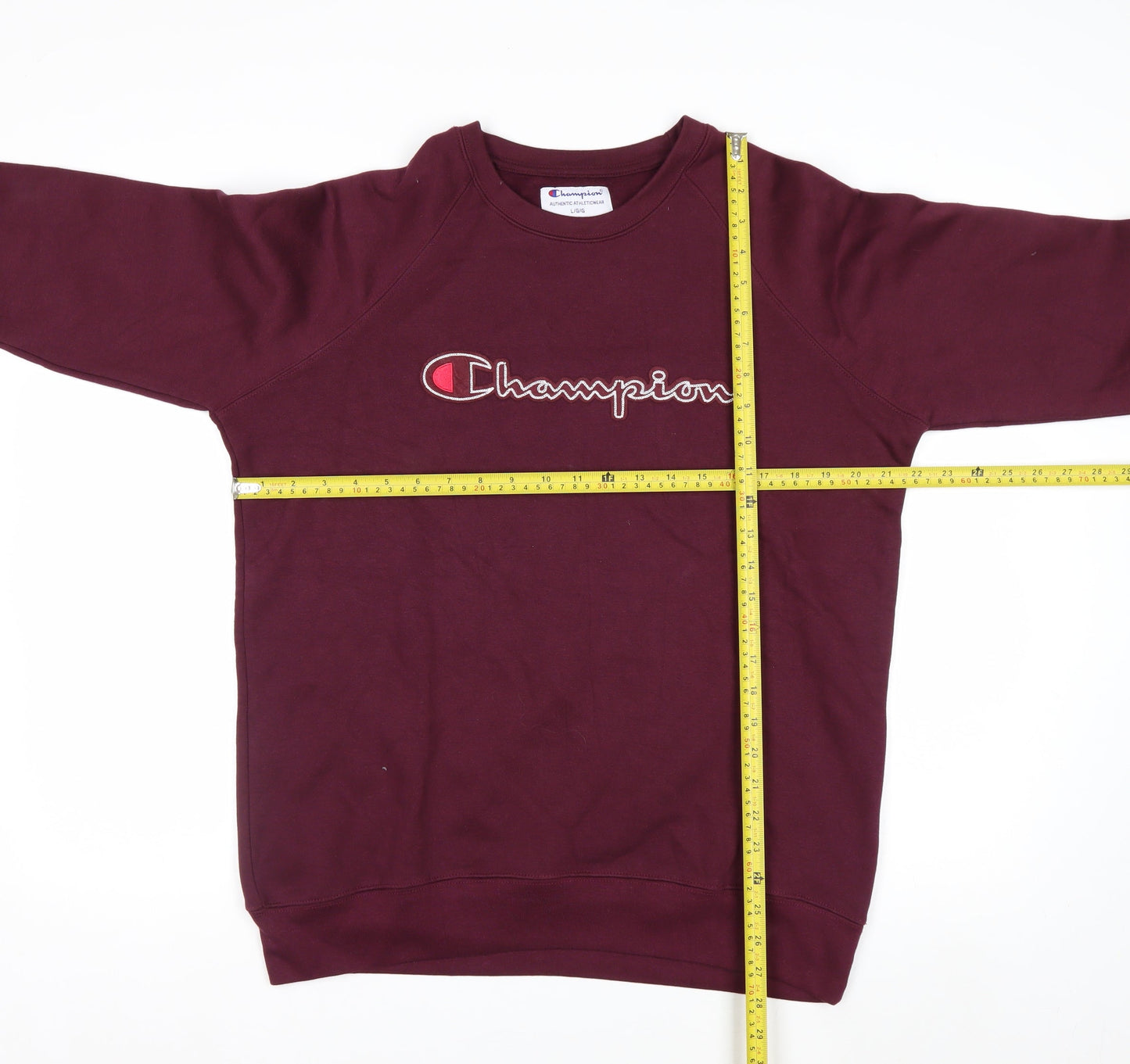 Champion Men's Red Pullover Sweatshirt L Regular Crew Neck Fleece