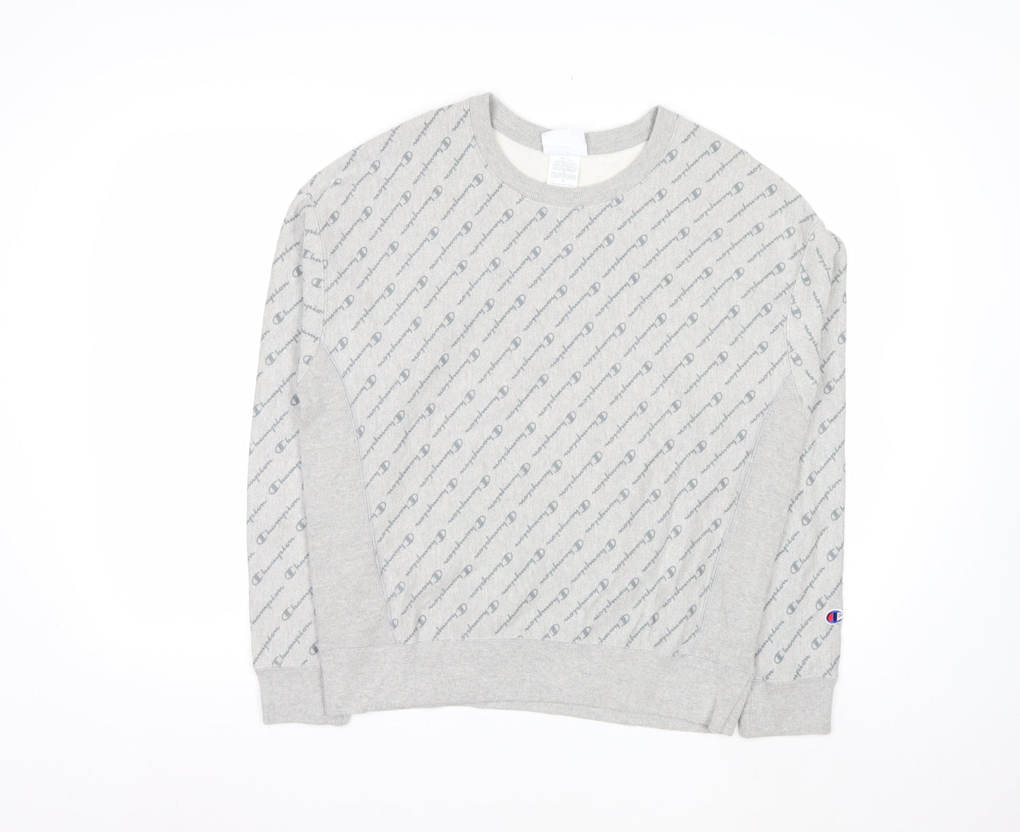 Champion Men's Grey Reverse Weave Logo Pullover Sweatshirt Size L
