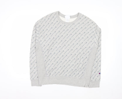 Champion Men's Grey Reverse Weave Logo Pullover Sweatshirt Size L