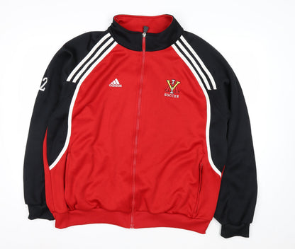 Adidas Men's Red Black Full Zip Soccer Sweatshirt XL Polyester