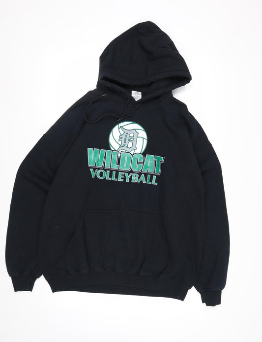 Gildan Men's Black XL Pullover Hoodie Wildcat Volleyball Graphic Heavyweight