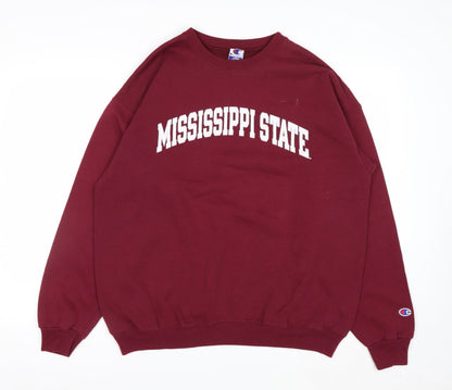 Champion Mens Red Large Pullover Sweatshirt Mississippi State Logo