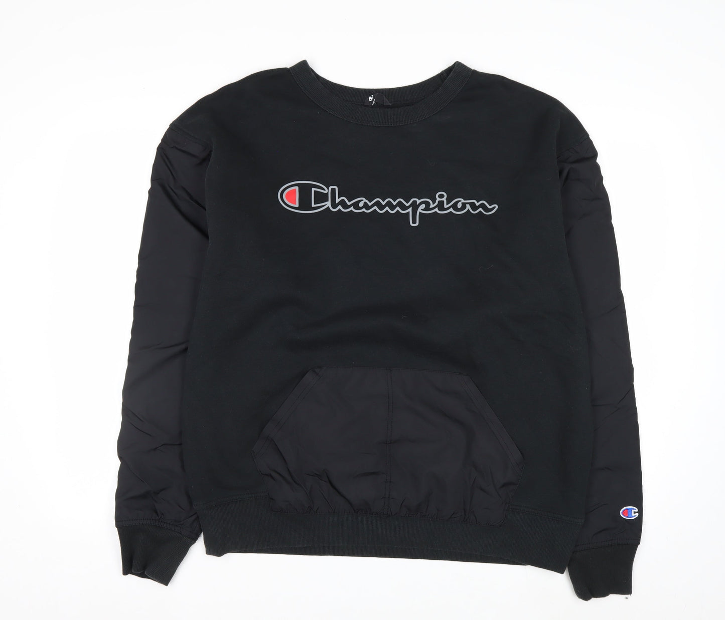 Champion Men's Black L Pullover Crew Neck Sweatshirt with Logo