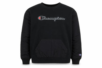 Champion Men's Black L Pullover Crew Neck Sweatshirt with Logo