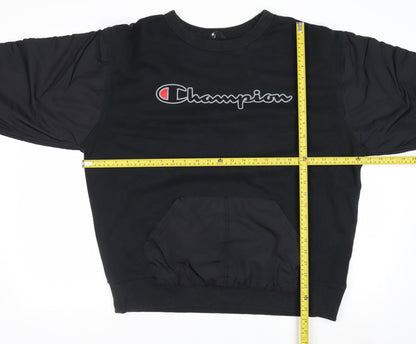 Champion Men's Black L Pullover Crew Neck Sweatshirt with Logo
