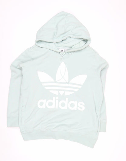 Adidas Womens Mint Green Pullover Hoodie XL UK 22 Casual Logo Sweatshirt