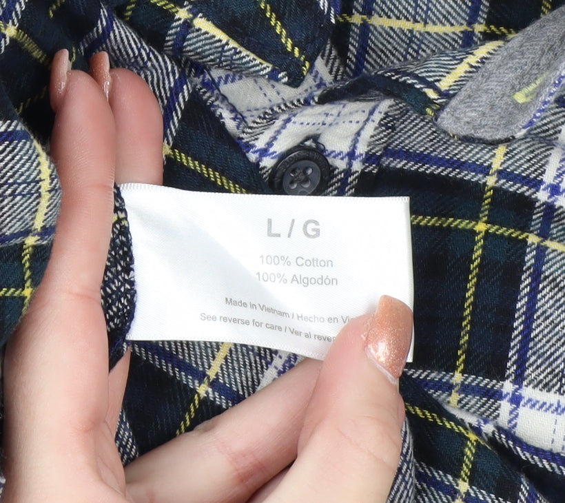 Eddie Bauer Men's Blue Long Sleeve Check Flannel Shirt Size L