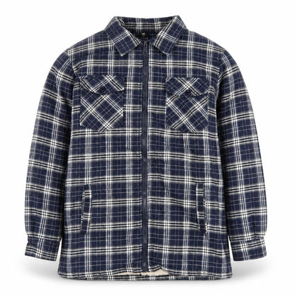 Pegasus Mens Blue Checked Flannel Zip Jacket Size M Fleece Lined
