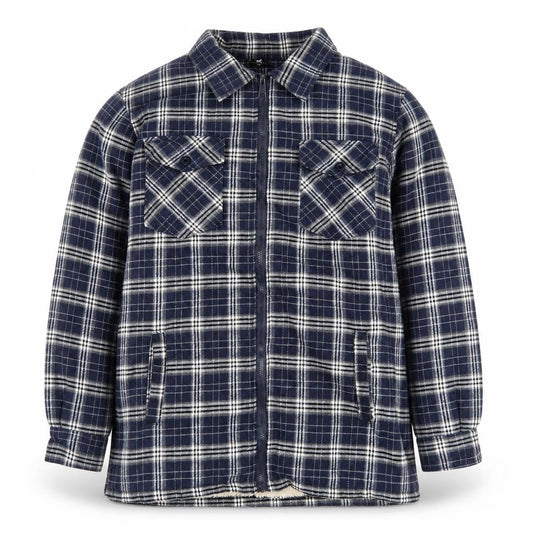 Pegasus Mens Blue Checked Flannel Zip Jacket Size M Fleece Lined