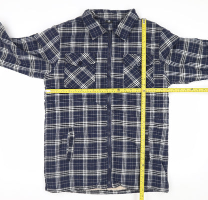 Pegasus Mens Blue Checked Flannel Zip Jacket Size M Fleece Lined