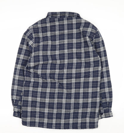 Pegasus Mens Blue Checked Flannel Zip Jacket Size M Fleece Lined