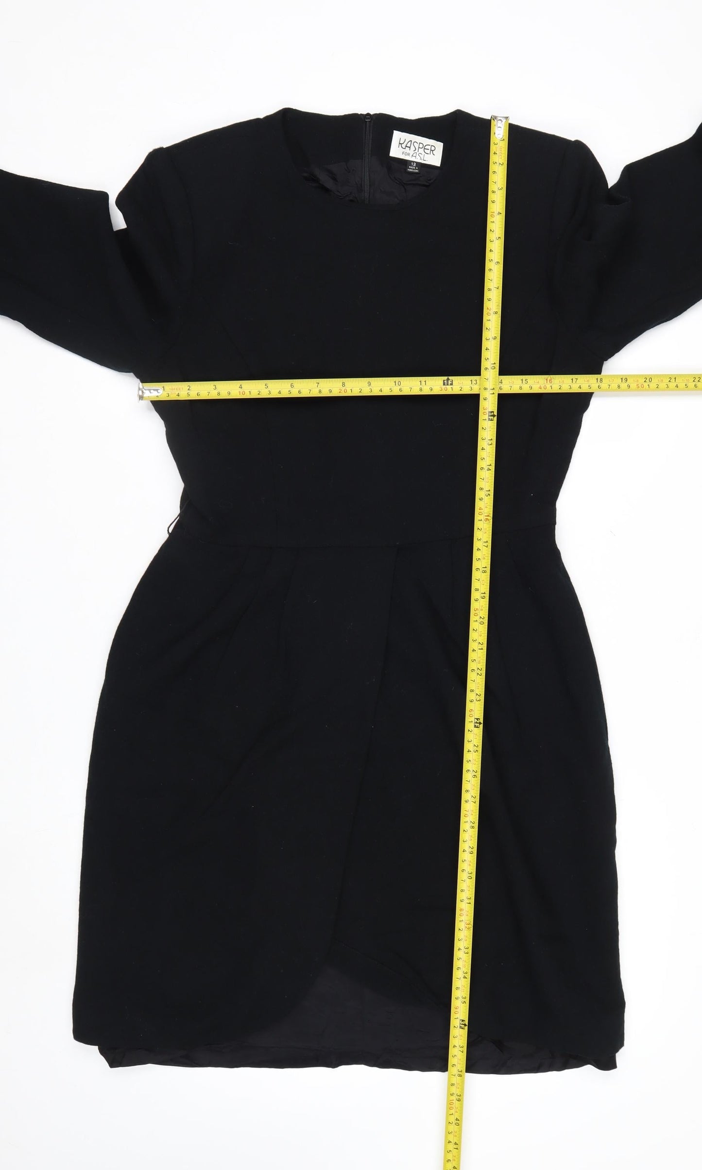 Kasper Women Black Size 12 Sheath Knee Length Dress