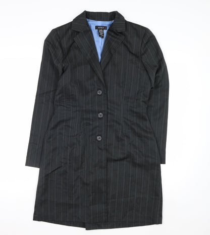 A.P.N.Y. Women Black Pinstripe 3 Button Long Suit Jacket Size 10