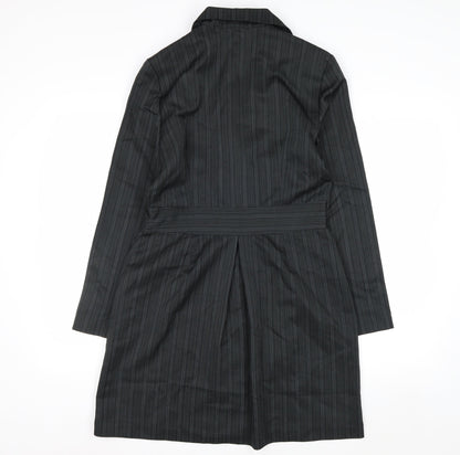 A.P.N.Y. Women Black Pinstripe 3 Button Long Suit Jacket Size 10
