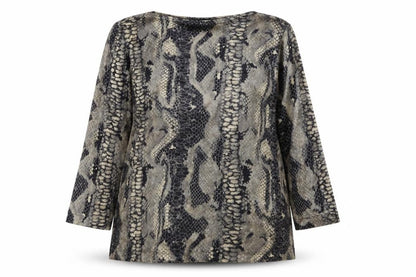Jolie Womens Brown Snake Print Velvet Long Sleeve Blouse XL
