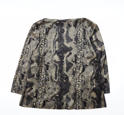 Jolie Womens Brown Snake Print Velvet Long Sleeve Blouse XL