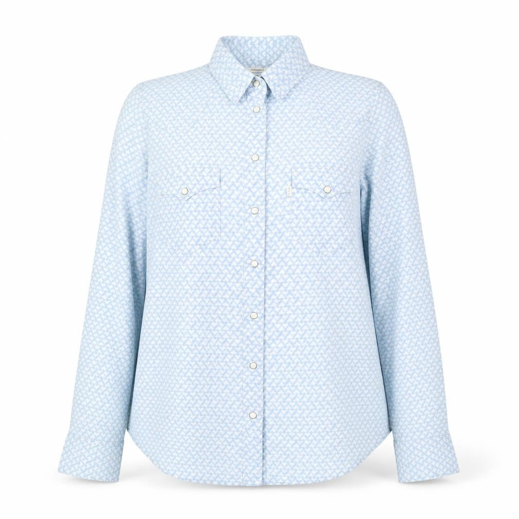 Levi's Women's Blue Geometric Long Sleeve Button-Up Shirt M