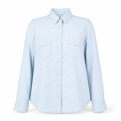 Levi's Women's Blue Geometric Long Sleeve Button-Up Shirt M