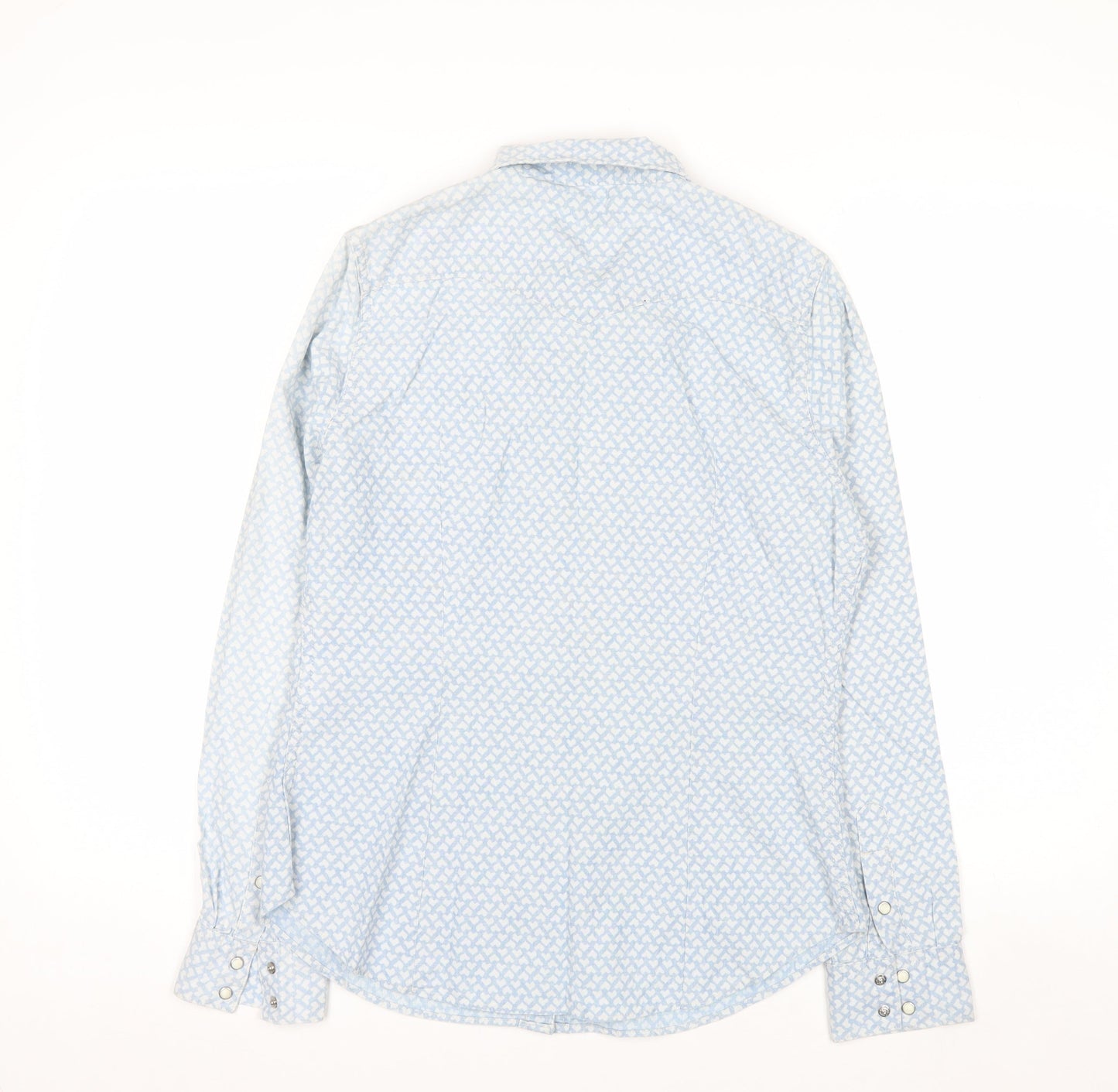 Levi's Women's Blue Geometric Long Sleeve Button-Up Shirt M