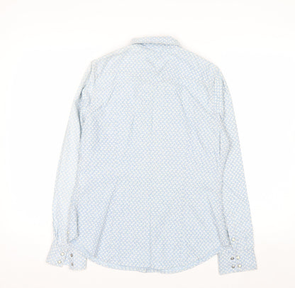 Levi's Women's Blue Geometric Long Sleeve Button-Up Shirt M