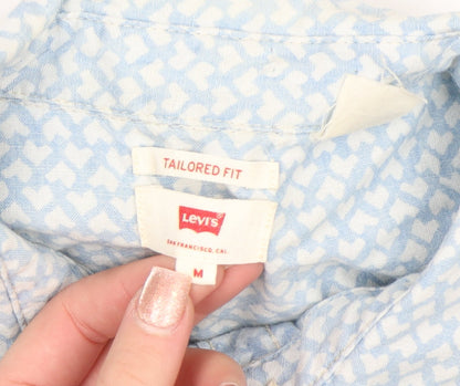 Levi's Women's Blue Geometric Long Sleeve Button-Up Shirt M