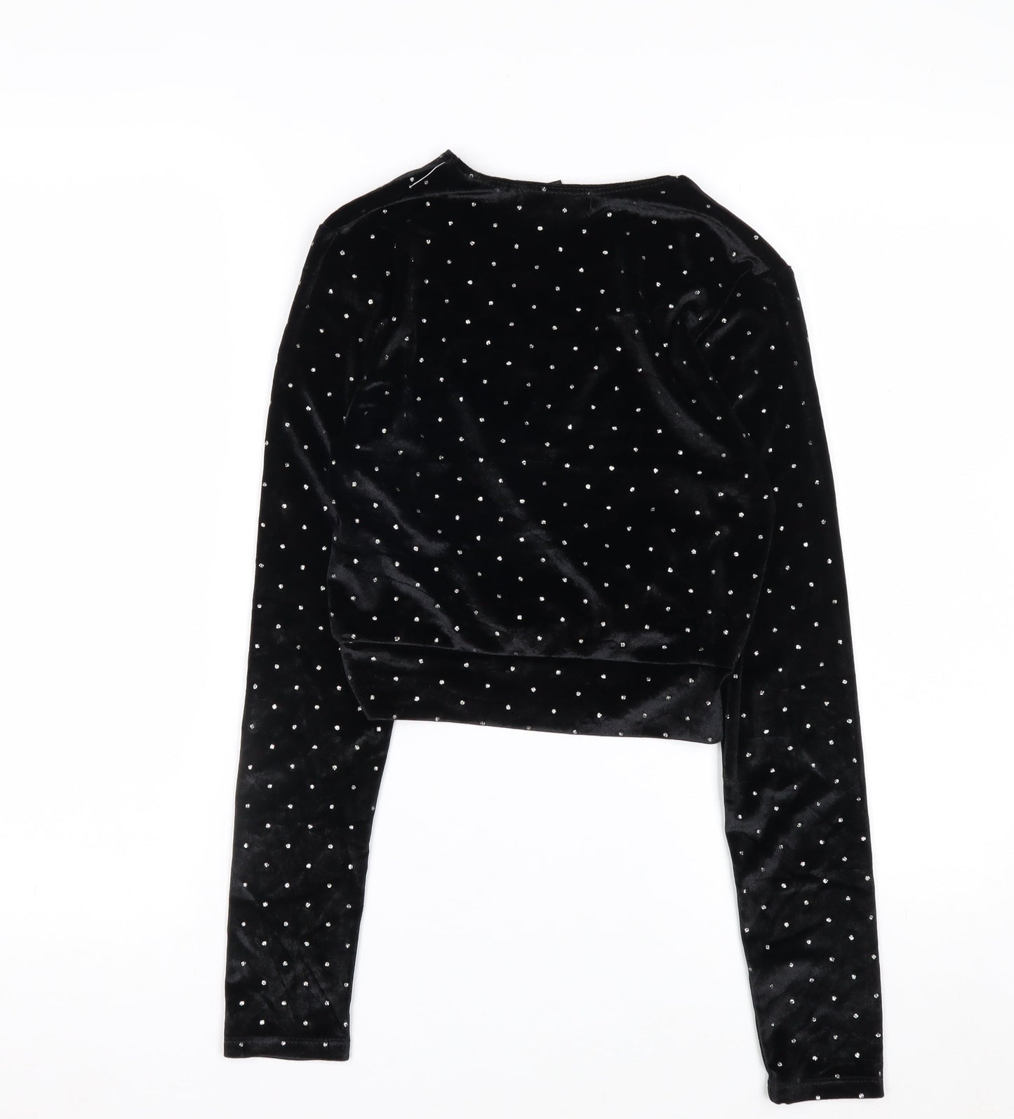 Streetwear Society Women's Black Velvet Studded Wrap Blouse Size S
