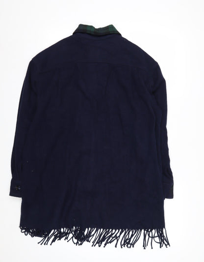 Jordan & Cole Women's Blue Wool Long Fringe Overcoat M