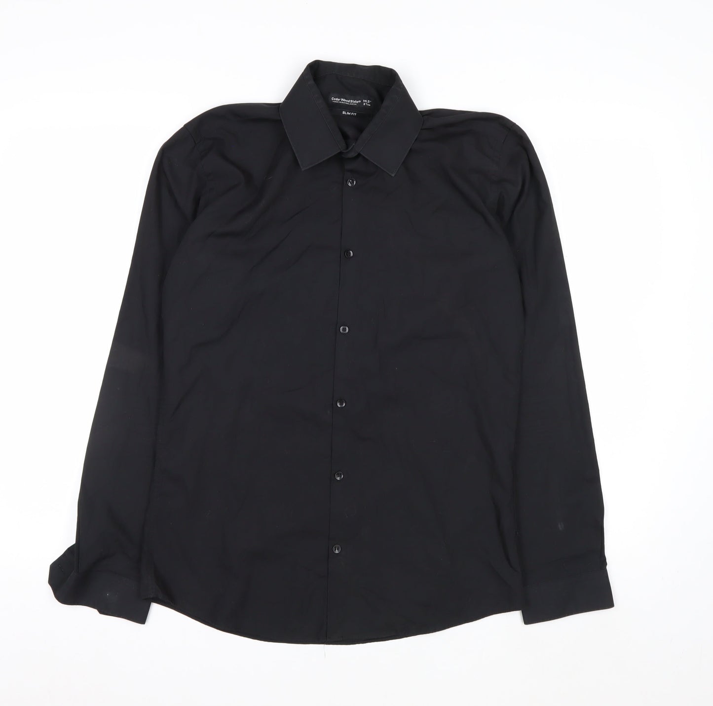 Cedar Wood State Men's Black Slim Fit Long Sleeve Button-Up Shirt 14.5