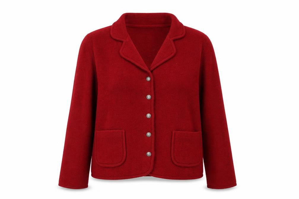 Contemporaine Women's Red Wool Petite L Blazer Jacket