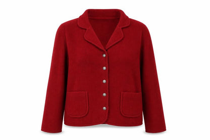 Contemporaine Women's Red Wool Petite L Blazer Jacket