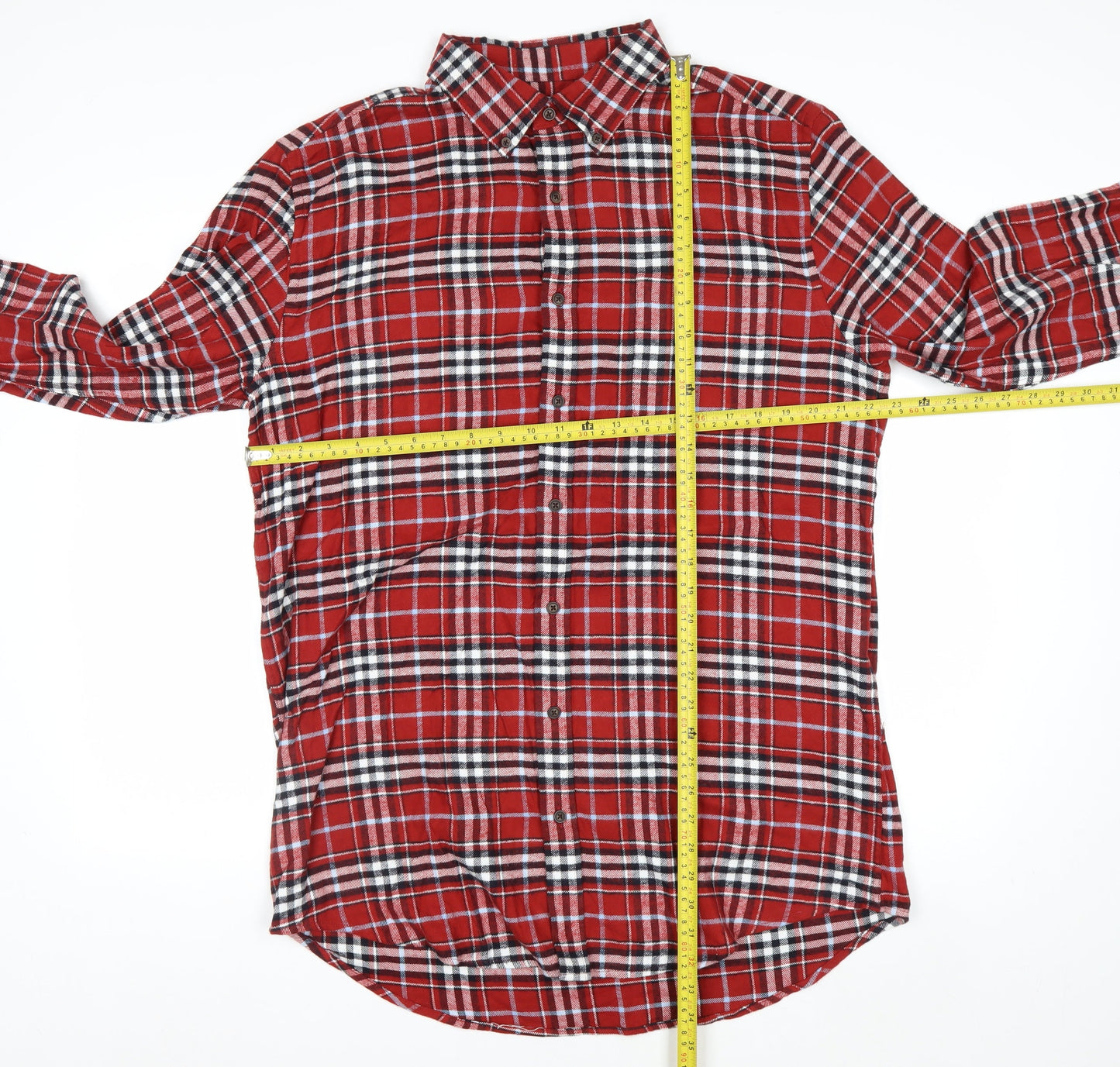 Croft & Barrow Men's Red Plaid Cotton Flannel Button-Up Shirt L Tall