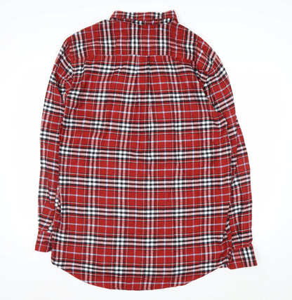 Croft & Barrow Men's Red Plaid Cotton Flannel Button-Up Shirt L Tall