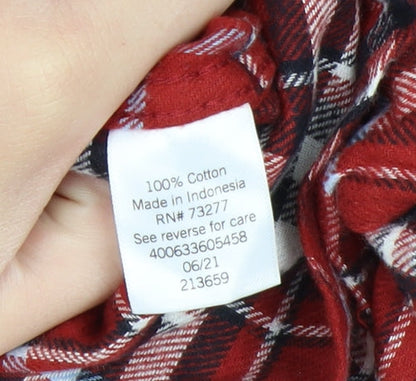 Croft & Barrow Men's Red Plaid Cotton Flannel Button-Up Shirt L Tall