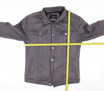 Marrakech Women’s Grey Suede Basic Jacket L Collared Button Front