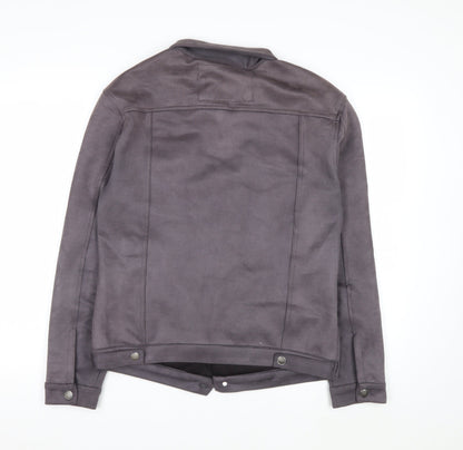 Marrakech Women’s Grey Suede Basic Jacket L Collared Button Front