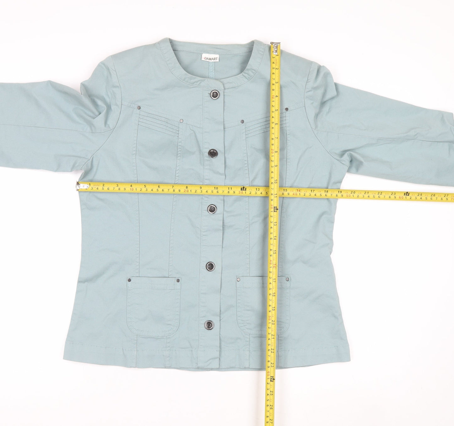 Damart Women’s Green Cotton Blend Button Jacket Size 14