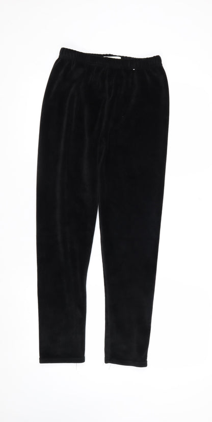 Marks and Spencer Womens Black Velour Trousers Size 14 X Short