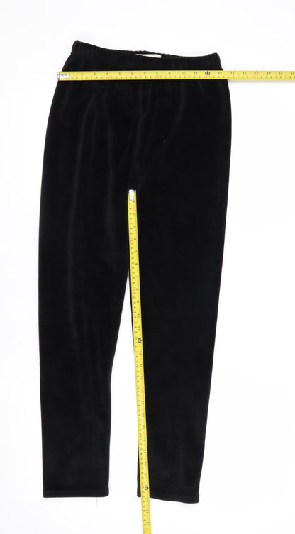 Marks and Spencer Womens Black Velour Trousers Size 14 X Short