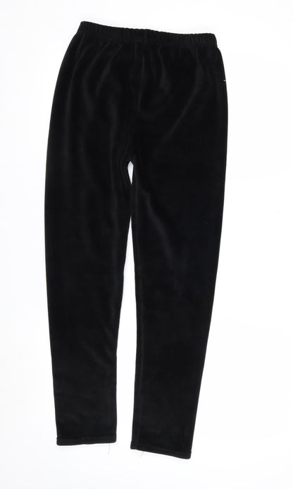Marks and Spencer Womens Black Velour Trousers Size 14 X Short