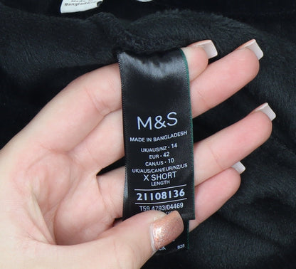 Marks and Spencer Womens Black Velour Trousers Size 14 X Short