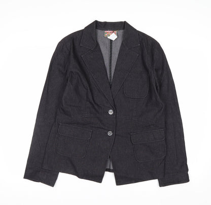 April Cornell Womens Black Cotton Blend Blazer Jacket Size 12