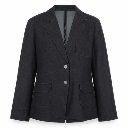 April Cornell Womens Black Cotton Blend Blazer Jacket Size 12