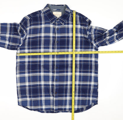 Weatherproof Men's Blue Plaid Long Sleeve Cotton Button-Up Shirt XL