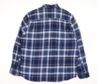 Weatherproof Men's Blue Plaid Long Sleeve Cotton Button-Up Shirt XL