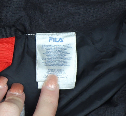Fila Men's Black Red Hooded Waterproof Parka Jacket L