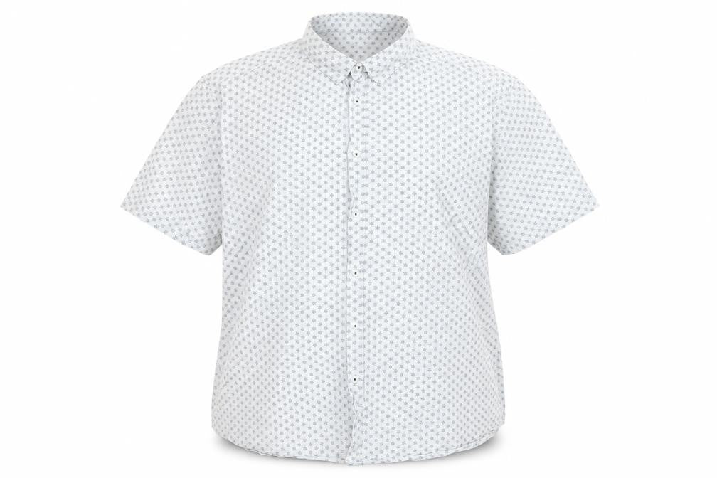 Tu Men White Geometric Short Sleeve Button-Up Shirt 2XL