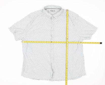 Tu Men White Geometric Short Sleeve Button-Up Shirt 2XL