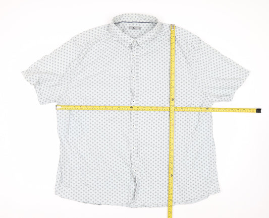 Tu Men White Geometric Short Sleeve Button-Up Shirt 2XL