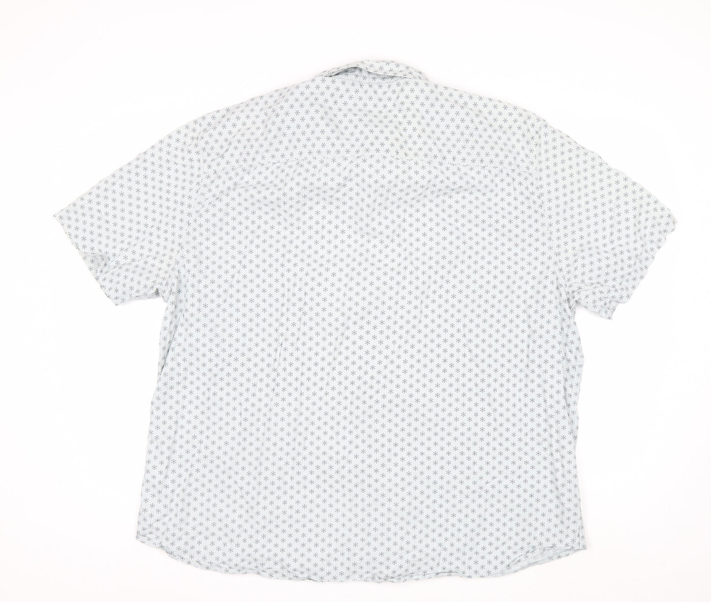 Tu Men White Geometric Short Sleeve Button-Up Shirt 2XL
