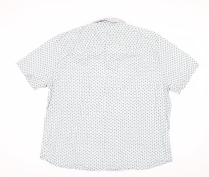 Tu Men White Geometric Short Sleeve Button-Up Shirt 2XL